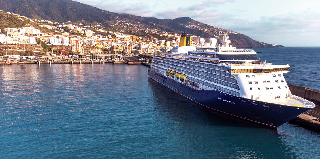 Spirit of Discovery docked in La Palma, Canary Islands